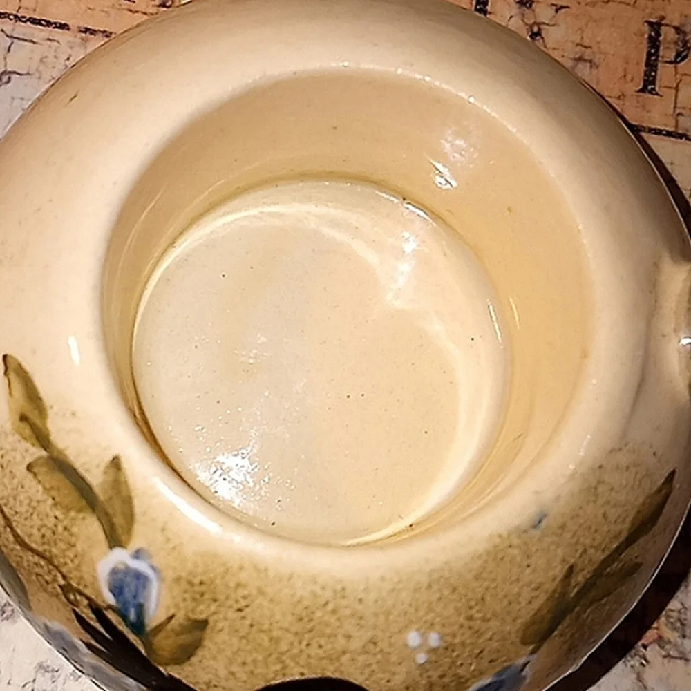 HAND PAINTED STONEWARE MINI TEA POT WITH A LITTLE FINCH WITH T'LITE - Picture 9 of 15